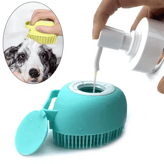 Eco-friendly Soft Pet Silicone Bath Brush With Soap Dispenser - Simply Petastic