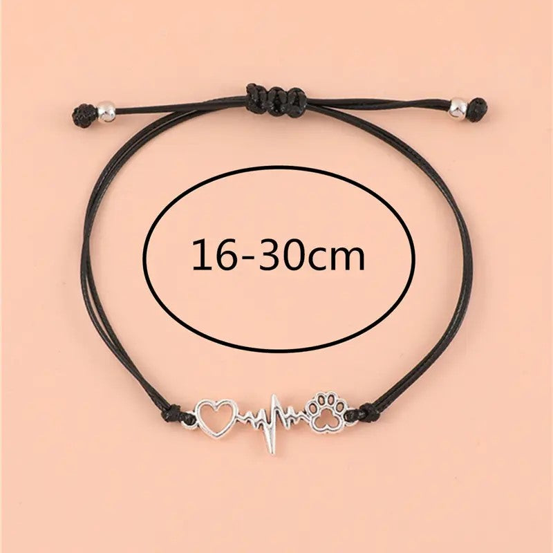 Best Friend Cat and Dog Paw Prints Pendant Charm Bracelet Love Remember Memorial Rainbow Road