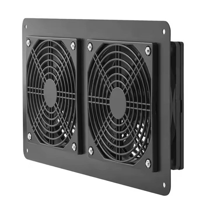 Solar Powered Fan, 20W Solar Panel & Dual Exhaust Fan for Chicken Coop, Greenhouse, Dog House, Shed