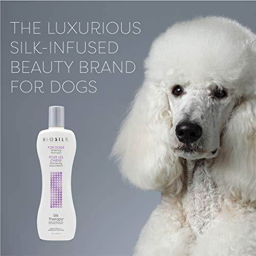 BioSilk Silk Therapy Whitening Dog Shampoo for Dogs - Pet Safe Grooming and Brightening Shampoo for a Bright White Coat - Dog Wash Enhances Shine and Softness, 12 Fl Oz - Simply Petastic