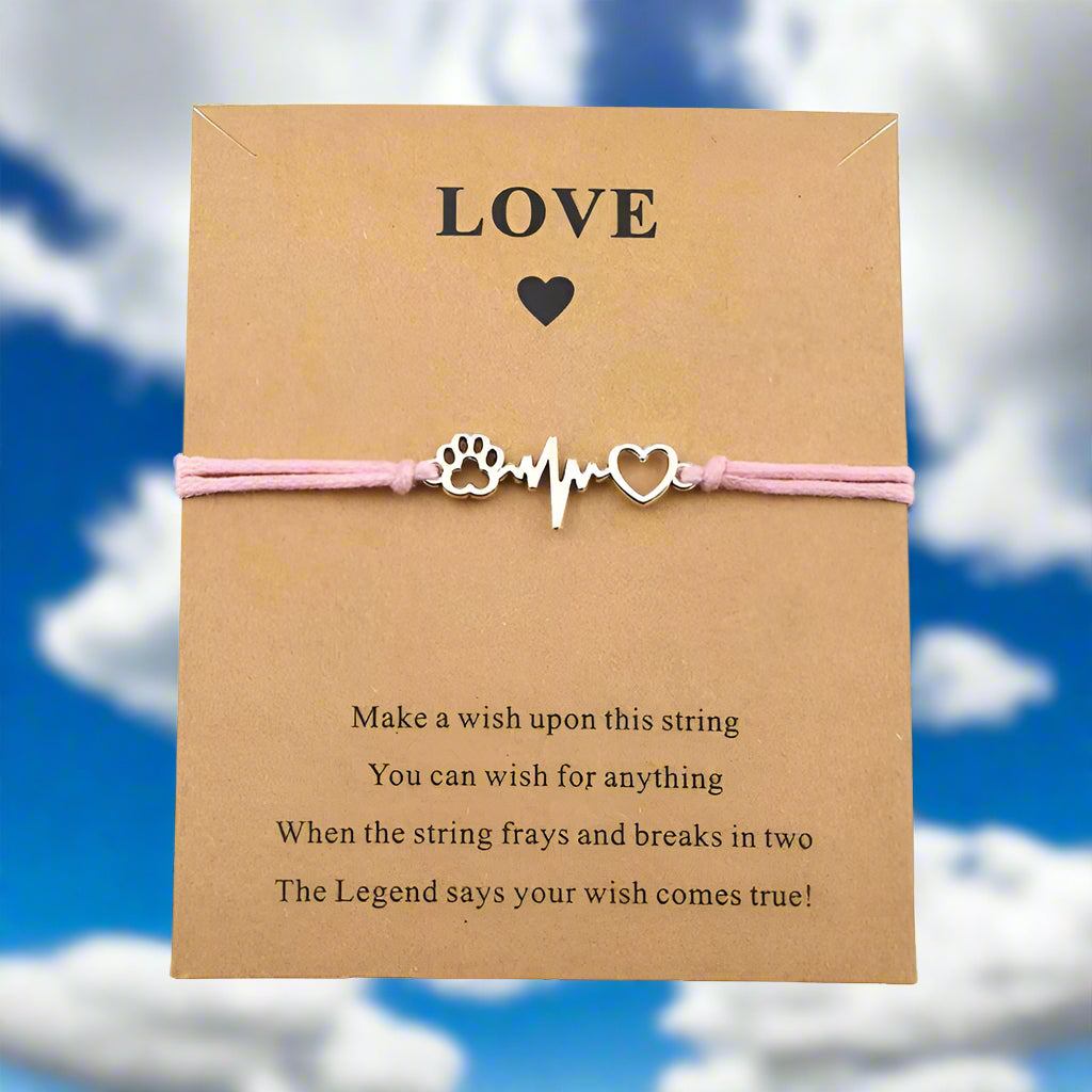 Best Friend Cat and Dog Paw Prints Pendant Charm Bracelet Love Remember Memorial Rainbow Road