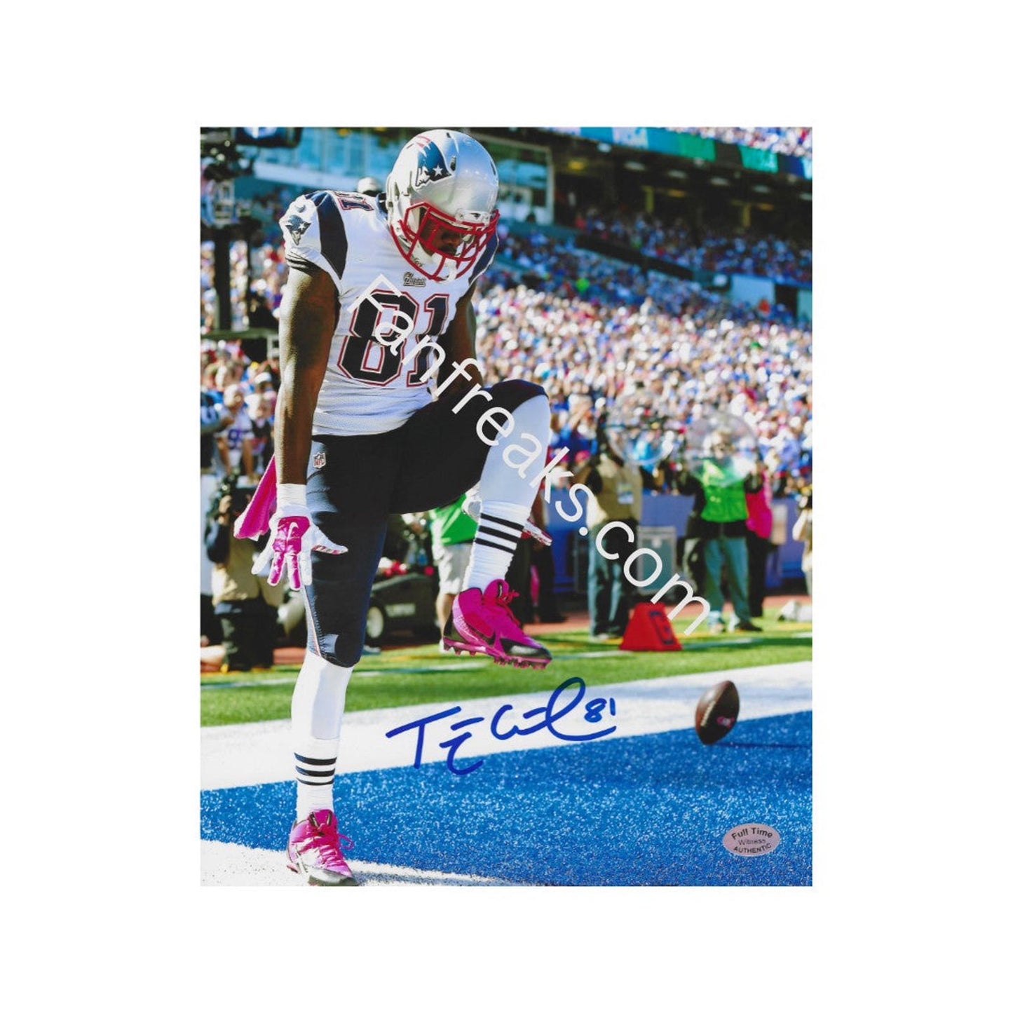 Tim Wright New England Patriots Autographed 8x10 Photo Art Print W/ Frame