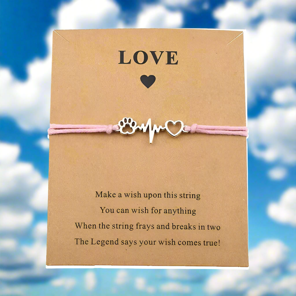 Best Friend Cat and Dog Paw Prints Pendant Charm Bracelet Love Remember Memorial Rainbow Road