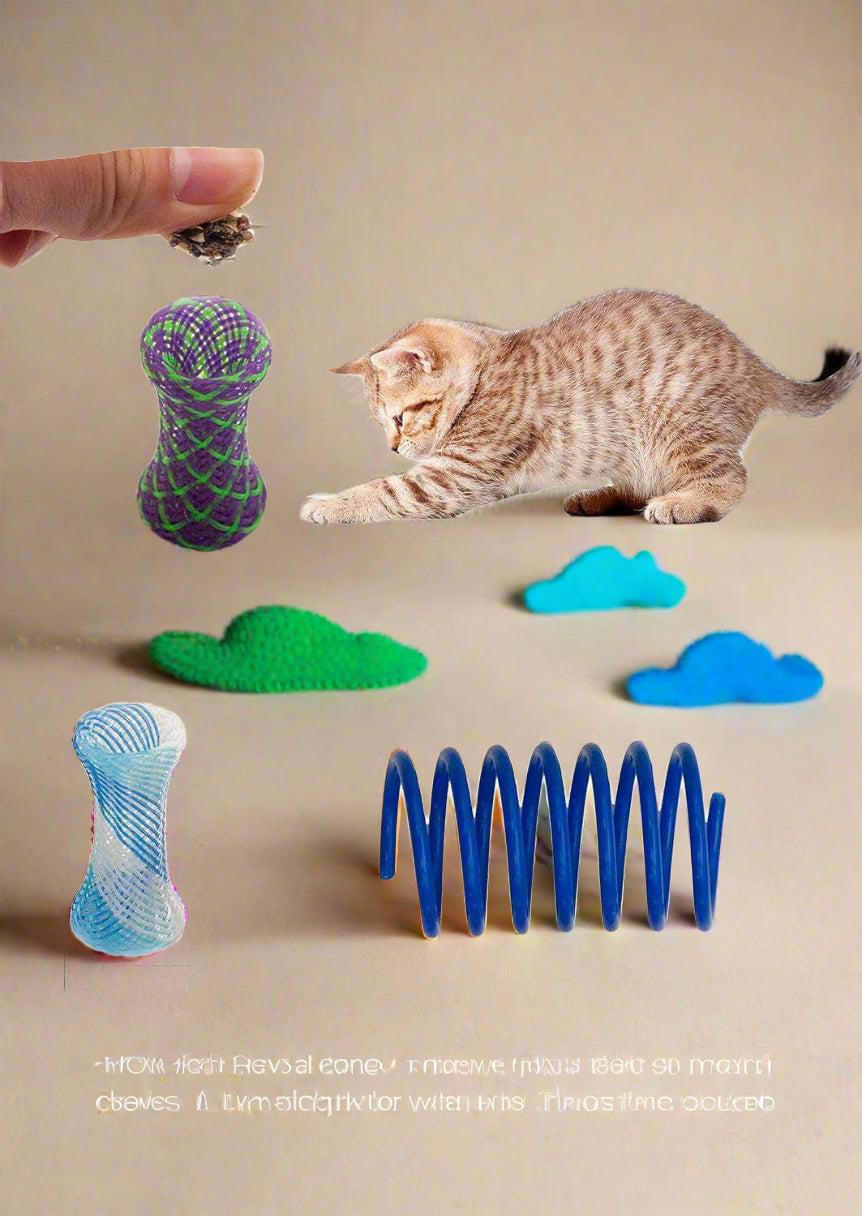 49PCS Cat Spring Toy for Kitten Catnip Bag Mesh Tubes Spring Cat Toy Bulk for Indoor Cats Kitty - Simply Petastic