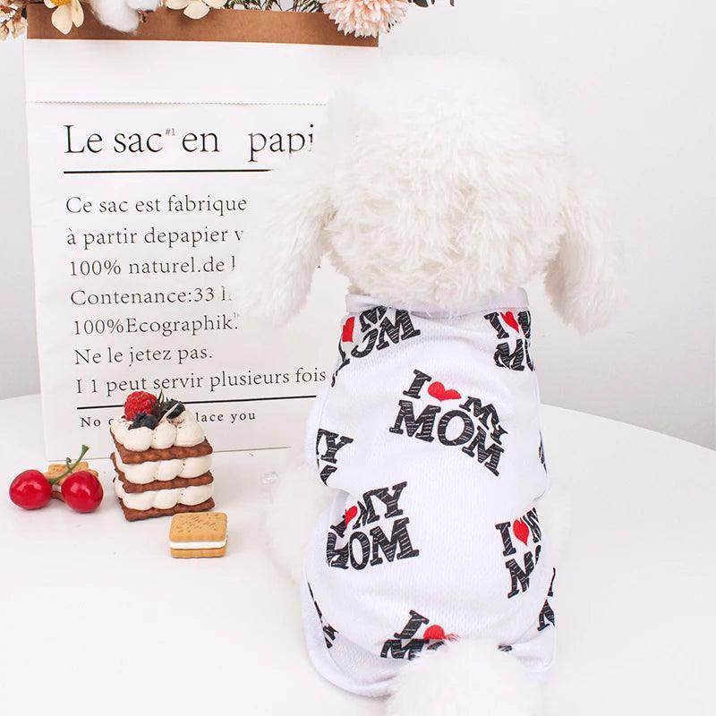 I Love my Mom all over printed dog tee - Simply Petastic