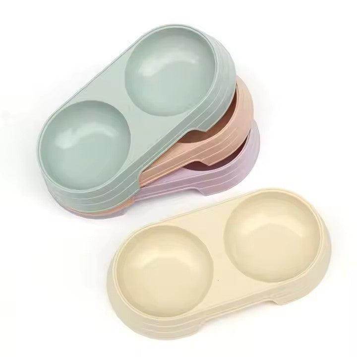 Raised Double Cat and Small Dog Bowls Pet Food Water Feeder Plastic - Simply Petastic