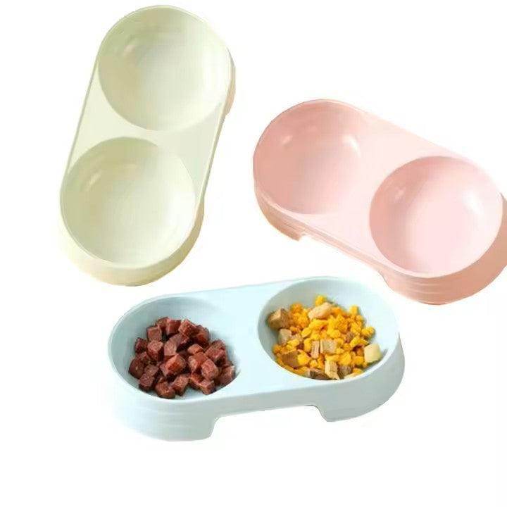 Raised Double Cat and Small Dog Bowls Pet Food Water Feeder Plastic - Simply Petastic