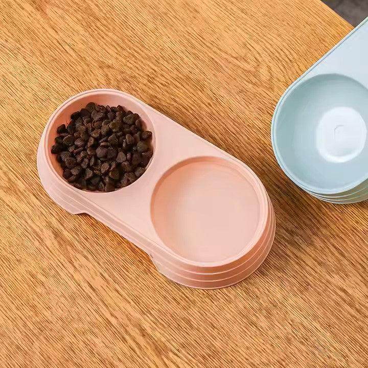 Raised Double Cat and Small Dog Bowls Pet Food Water Feeder Plastic - Simply Petastic