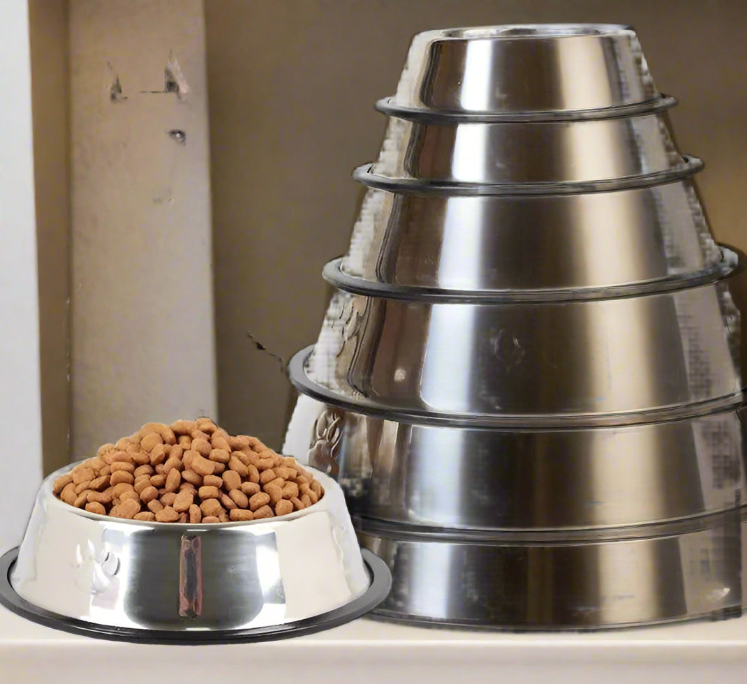 2 pc Stainless Steel Dog And Cat Food And Water Bowl Non Slip Base - Simply Petastic