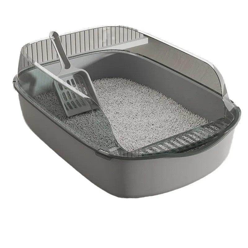 High-Sided Cat Litter Box Elevated Rim With Scooper - Simply Petastic