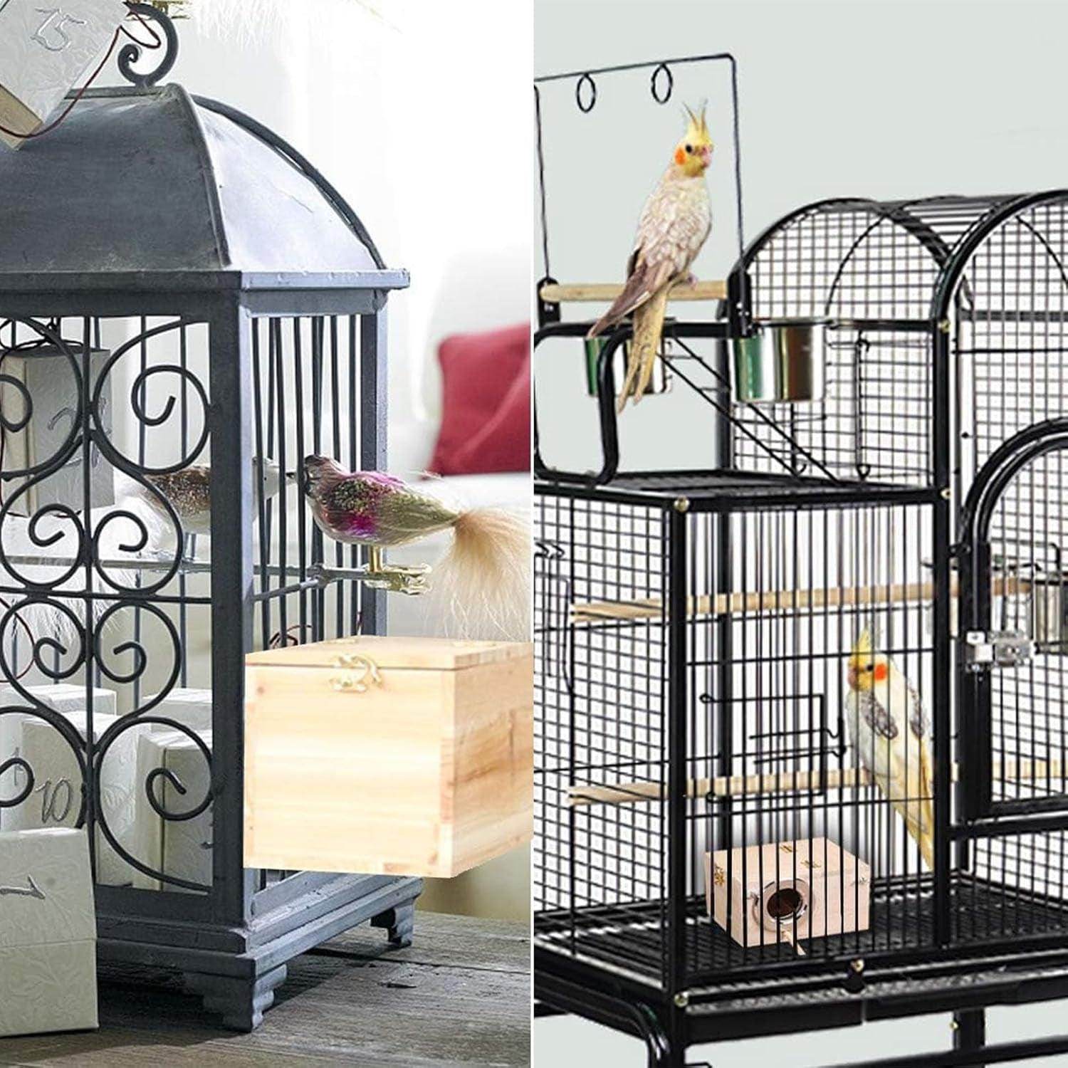 Parakeet Nesting Box, Bird Nest Breeding Box Cage Wood House for Finch Lovebirds Cockatiel Budgie Conure Parrot (M:9.8"×5.1"×5.3") - Simply Petastic