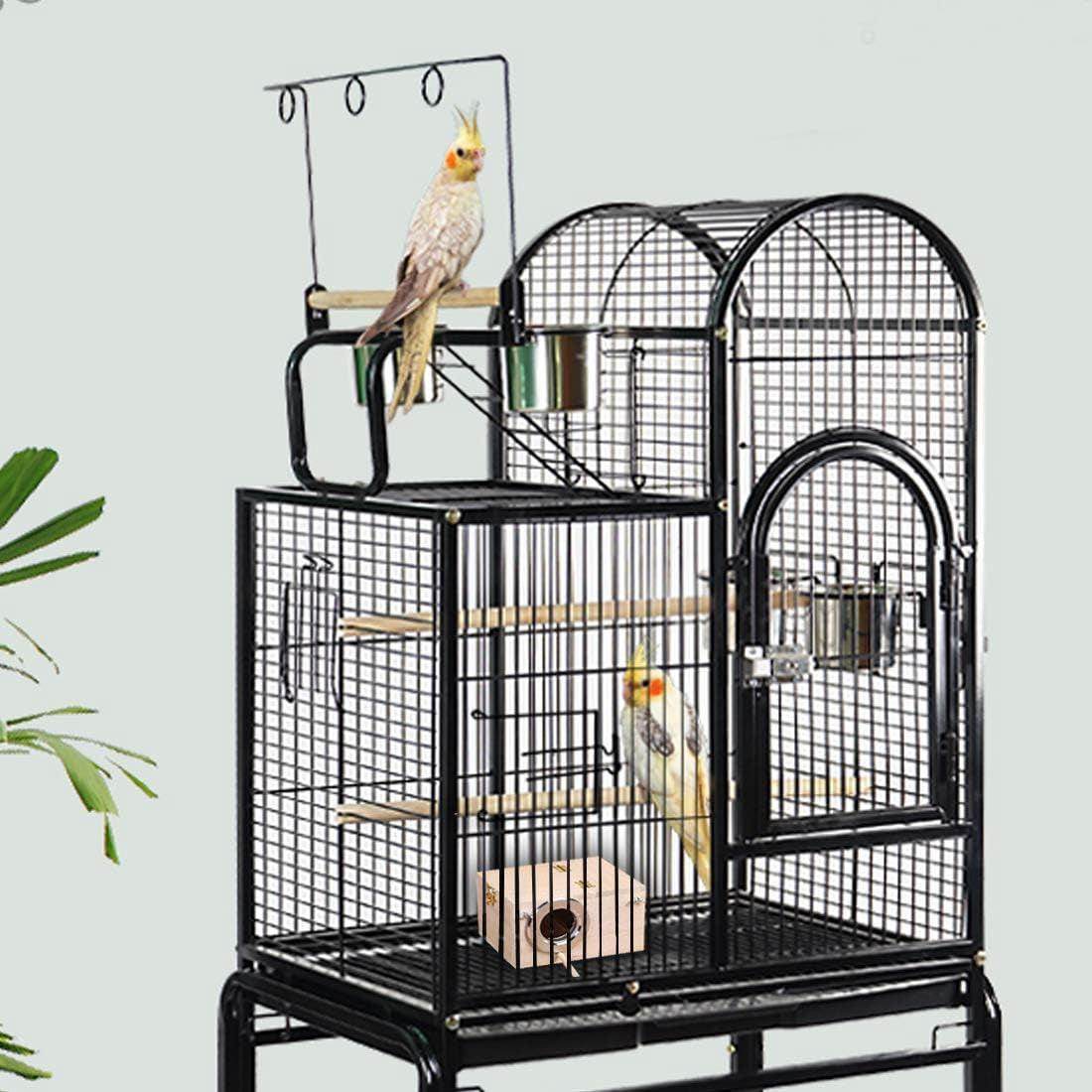 Parakeet Nesting Box, Bird Nest Breeding Box Cage Wood House for Finch Lovebirds Cockatiel Budgie Conure Parrot (M:9.8"×5.1"×5.3") - Simply Petastic