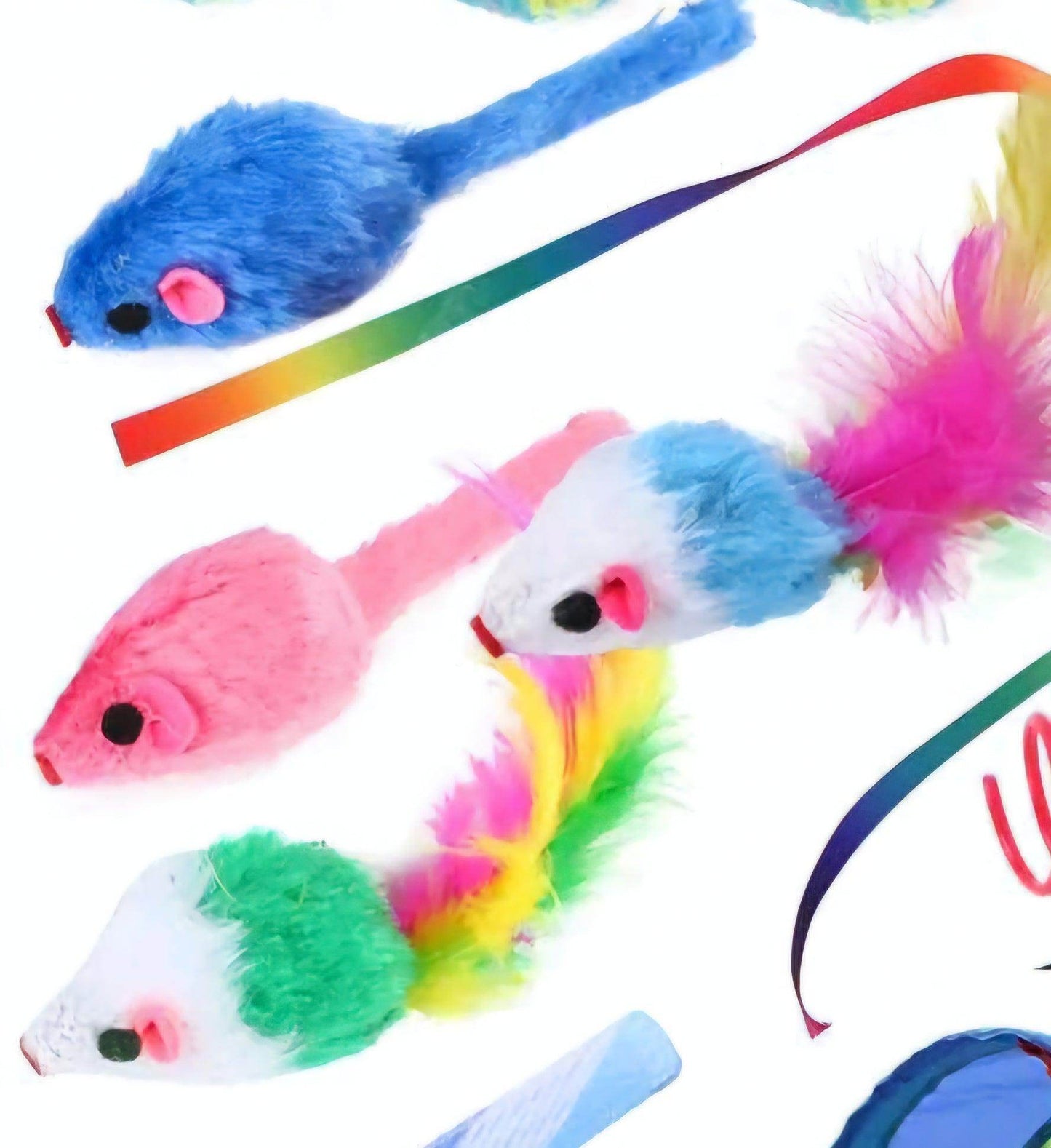 Multi Variety Mouse Spring Ball Cat Toys 24 Pack With Tunnel - Simply Petastic