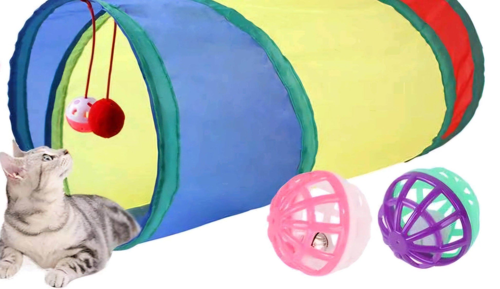 Multi Variety Mouse Spring Ball Cat Toys 24 Pack With Tunnel - Simply Petastic