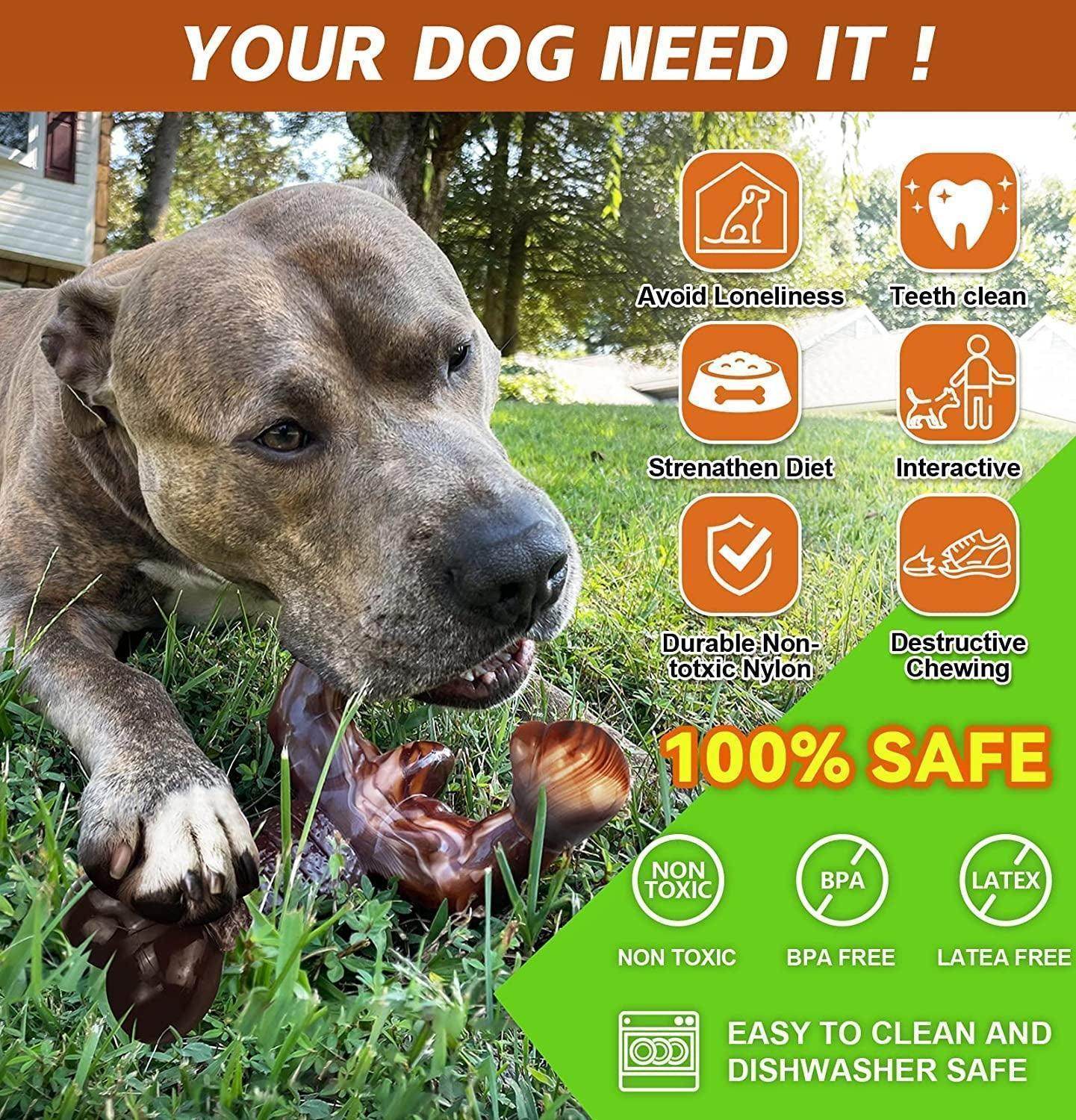 Indestructible Dog Chew Toys for Aggressive Chewers, Bacon Flavored - Simply Petastic