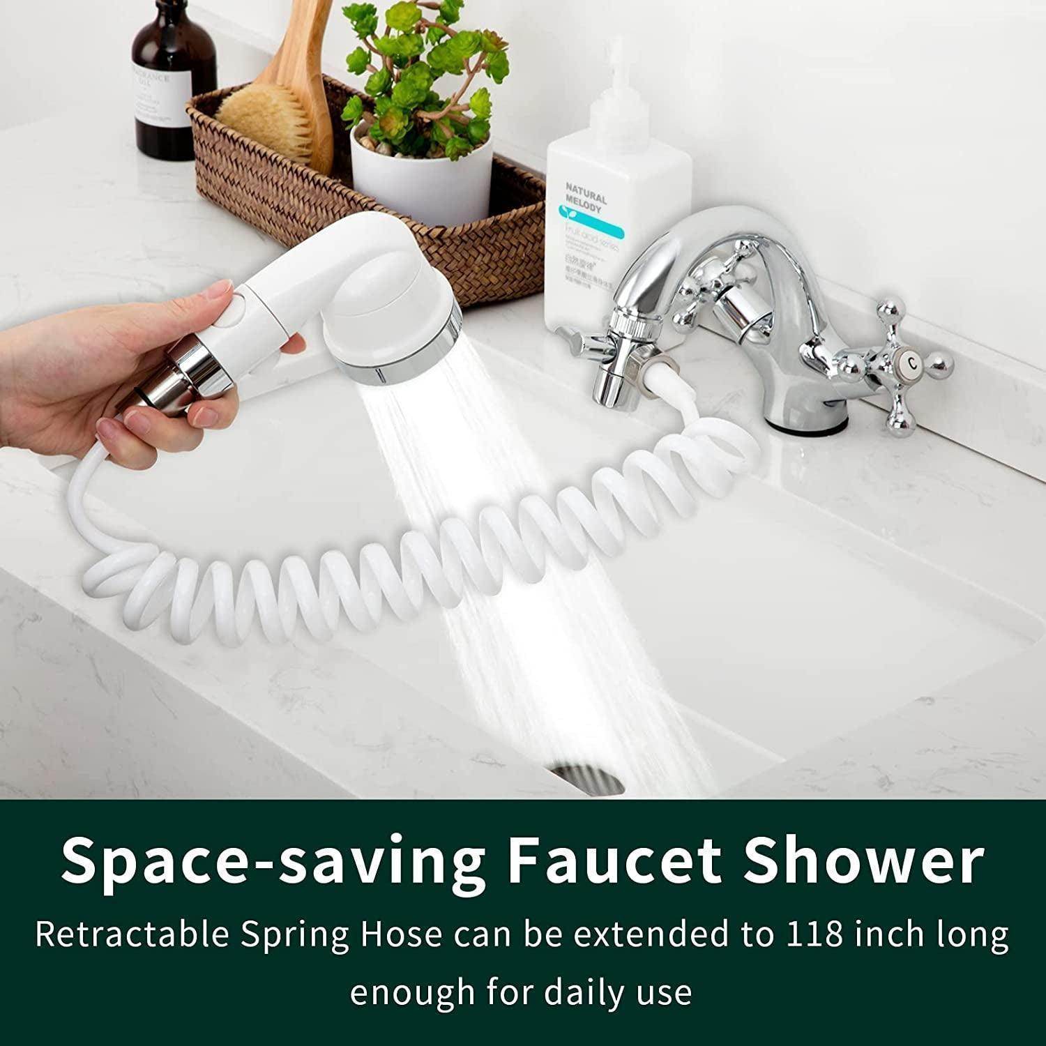 Sink Faucet Sprayer Attachment, Shower Head Attaches to Tub Faucet, Dog Bathing Hose Shower Set for Laundry Bathroom Kitchen - Simply Petastic