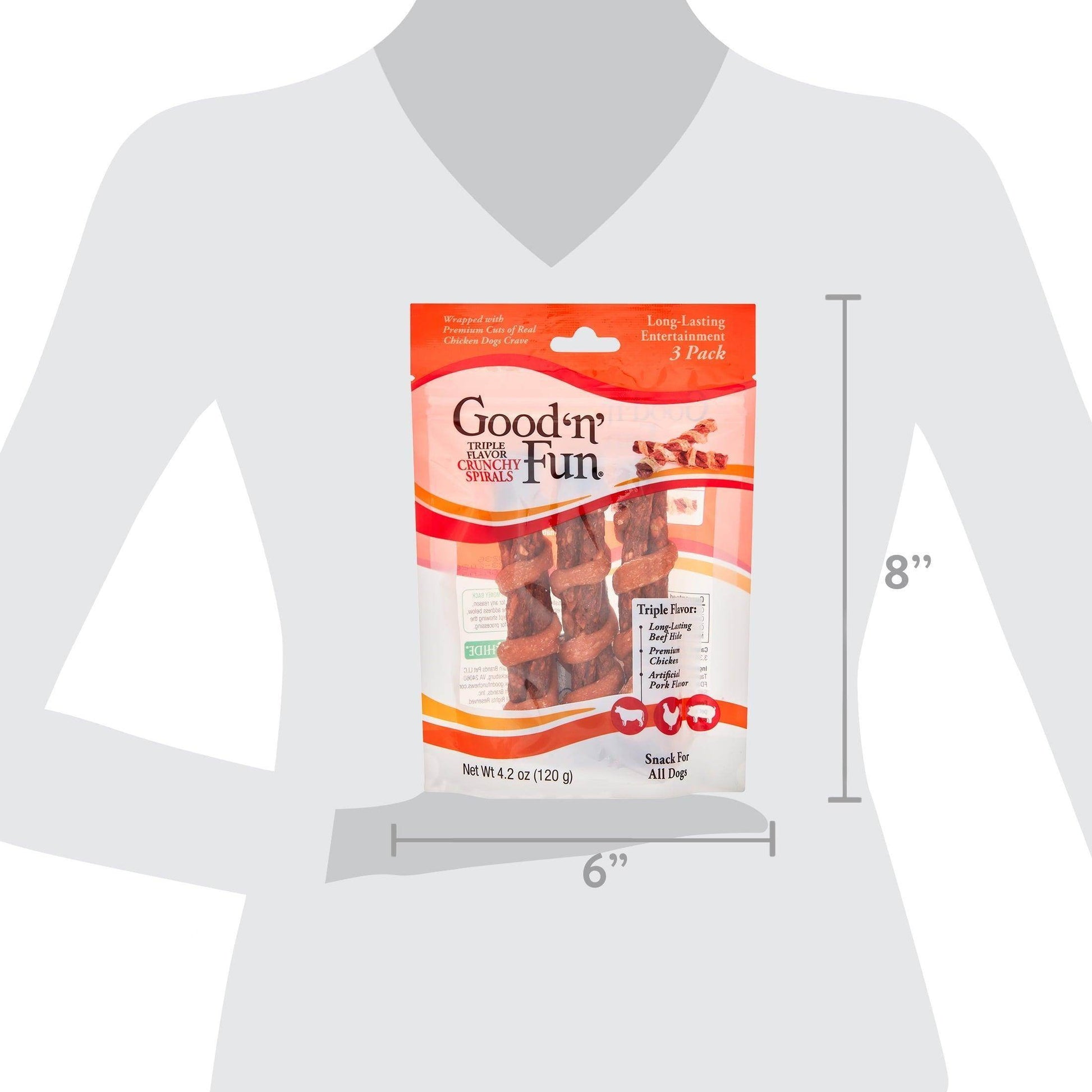 Good ‘N’ Fun Triple Flavor Crunchy Spirals, Long-Lasting Dog Chews, 3 Count - Simply Petastic