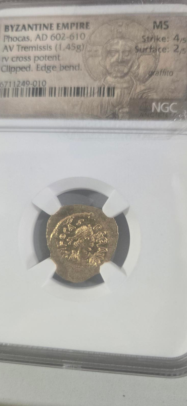 Byzantine Empire Phocas Gold Coin AD 602-610 MS Grade Ngc