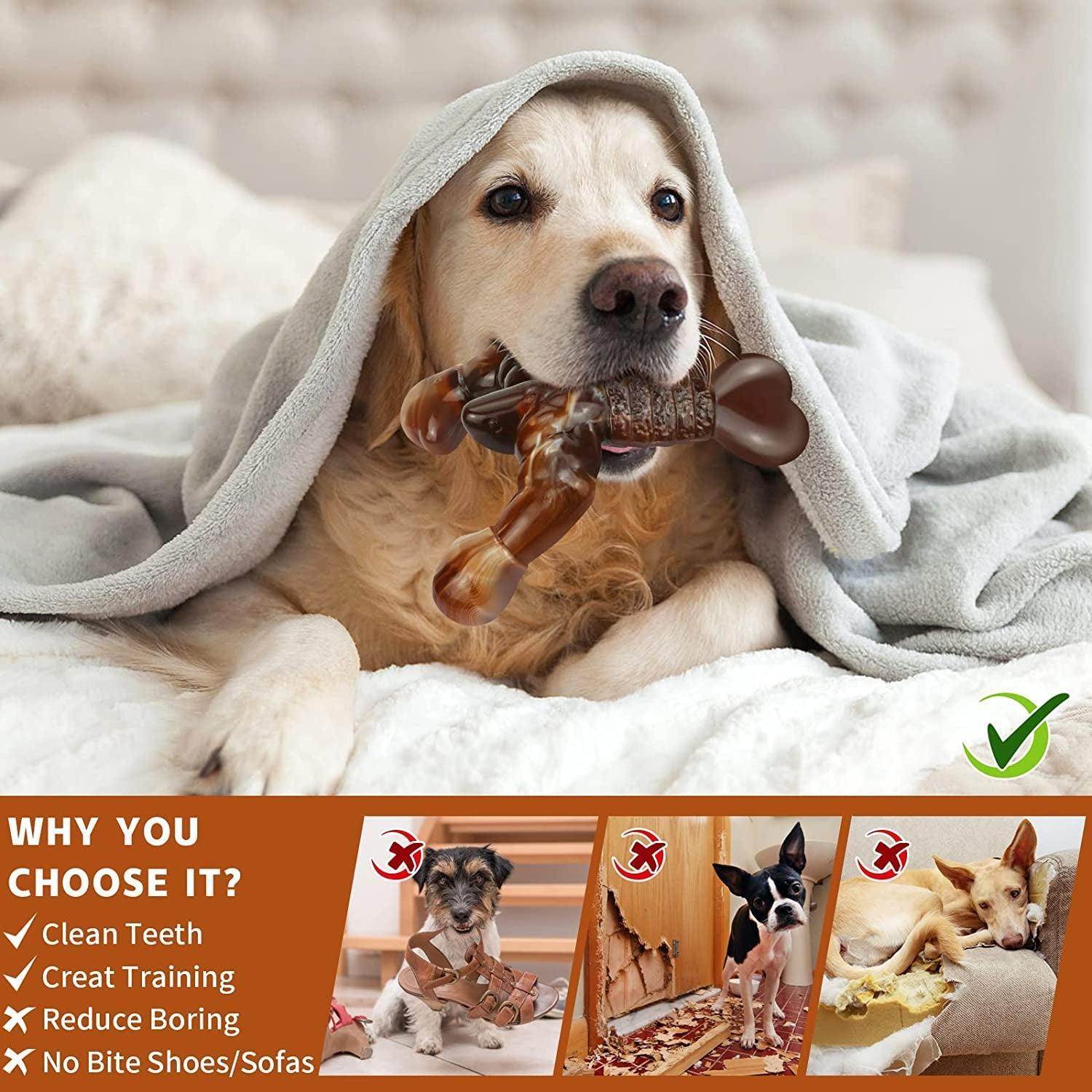 Indestructible Dog Chew Toys for Aggressive Chewers, Bacon Flavored - Simply Petastic