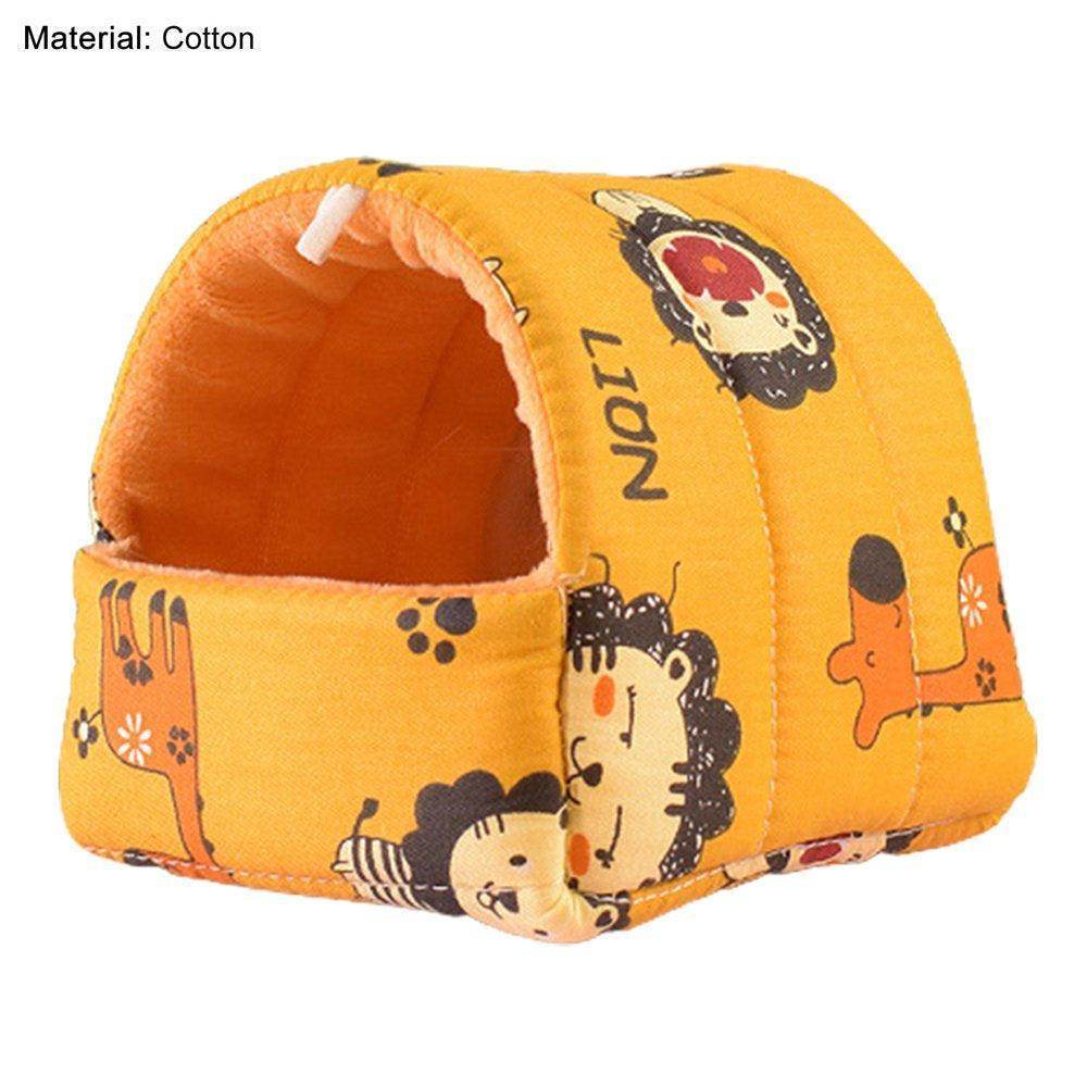 Cartoon Pattern Guinea Pig Cave House Bed, Rabbit Squirrel Chinchilla Hamster Hedgehog Nest Hideout, Small Animals Cage Warm Supplies, Machine Washable - Simply Petastic