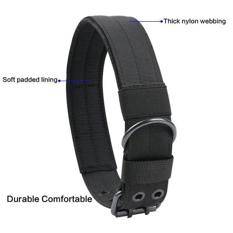 2" Wide Tactical Heavy Duty Nylon Large Dog Collar K9 Military with Metal Buckle - Simply Petastic