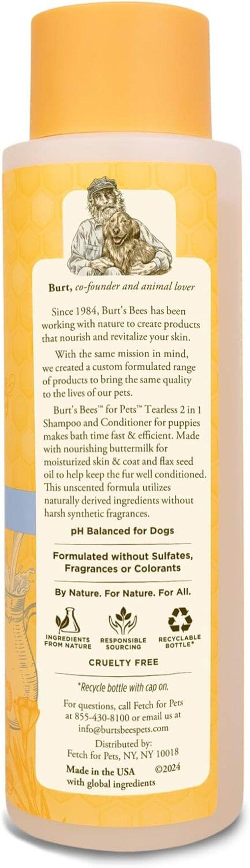 Puppies Natural Tearless 2 in 1 Shampoo and Conditioner - Made with Buttermilk and Flax Seed Oil - Best Tearless Puppy Shampoo for Gentle Skin and Coat - Made in USA, 16 Oz - Simply Petastic