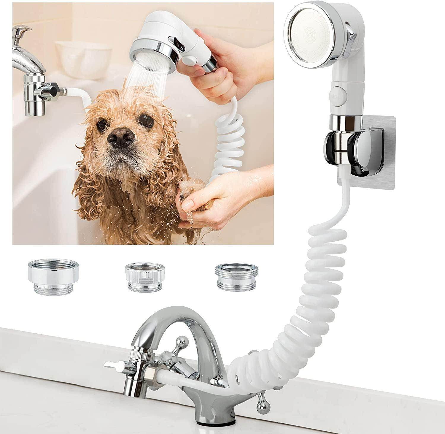 Sink Faucet Sprayer Attachment, Shower Head Attaches to Tub Faucet, Dog Bathing Hose Shower Set for Laundry Bathroom Kitchen - Simply Petastic