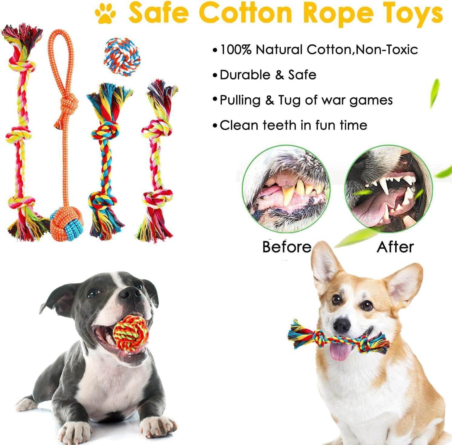 Dog Puppy Toys 23 Pack, Puppy Chew Toys for Fun and Teeth Cleaning, Dog Squeak Toys,Treat Dispenser Ball, Tug of War Toys, Puppy Teething Toys, Dog Rope Toys Pack for Medium to Small Dogs - Simply Petastic