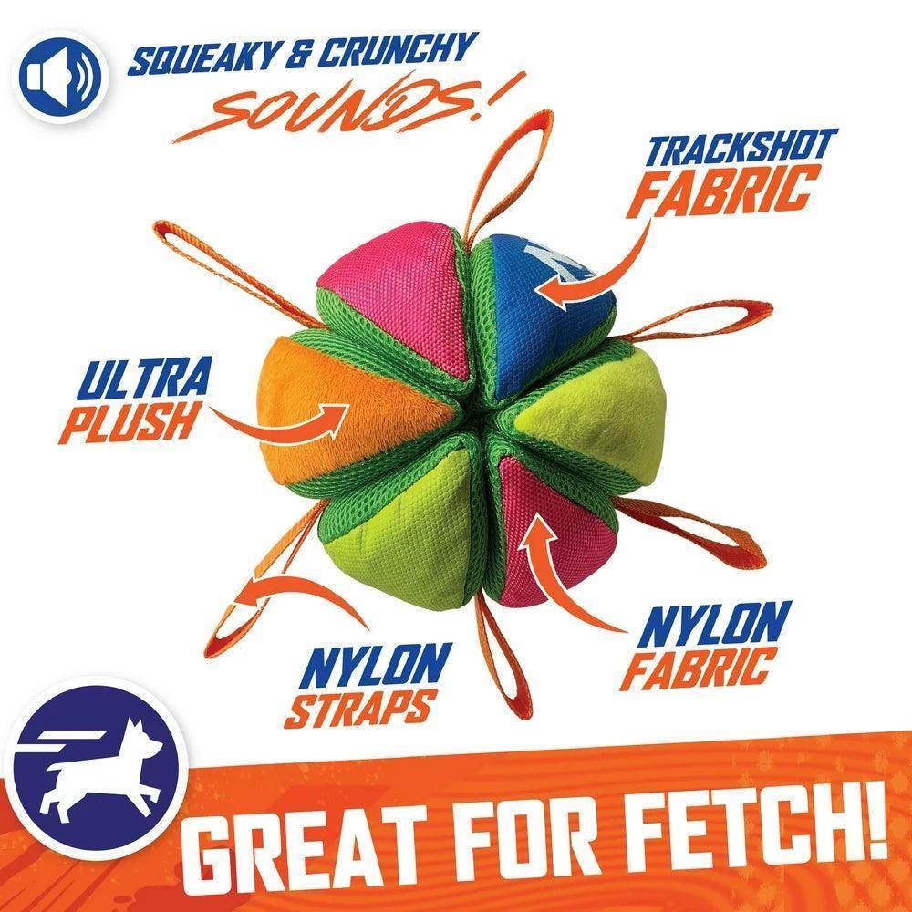 Squeak & Crunch Wedgeball with Straps Fetch Dog Toy - Simply Petastic