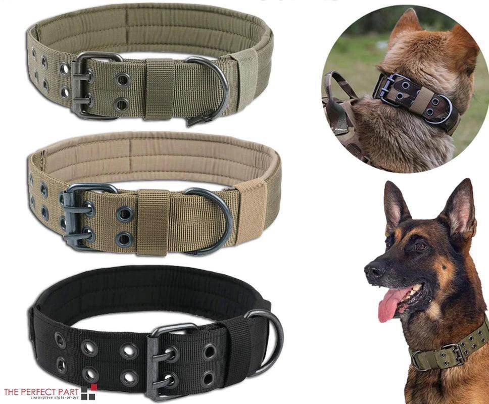 2" Wide Tactical Heavy Duty Nylon Large Dog Collar K9 Military with Metal Buckle - Simply Petastic