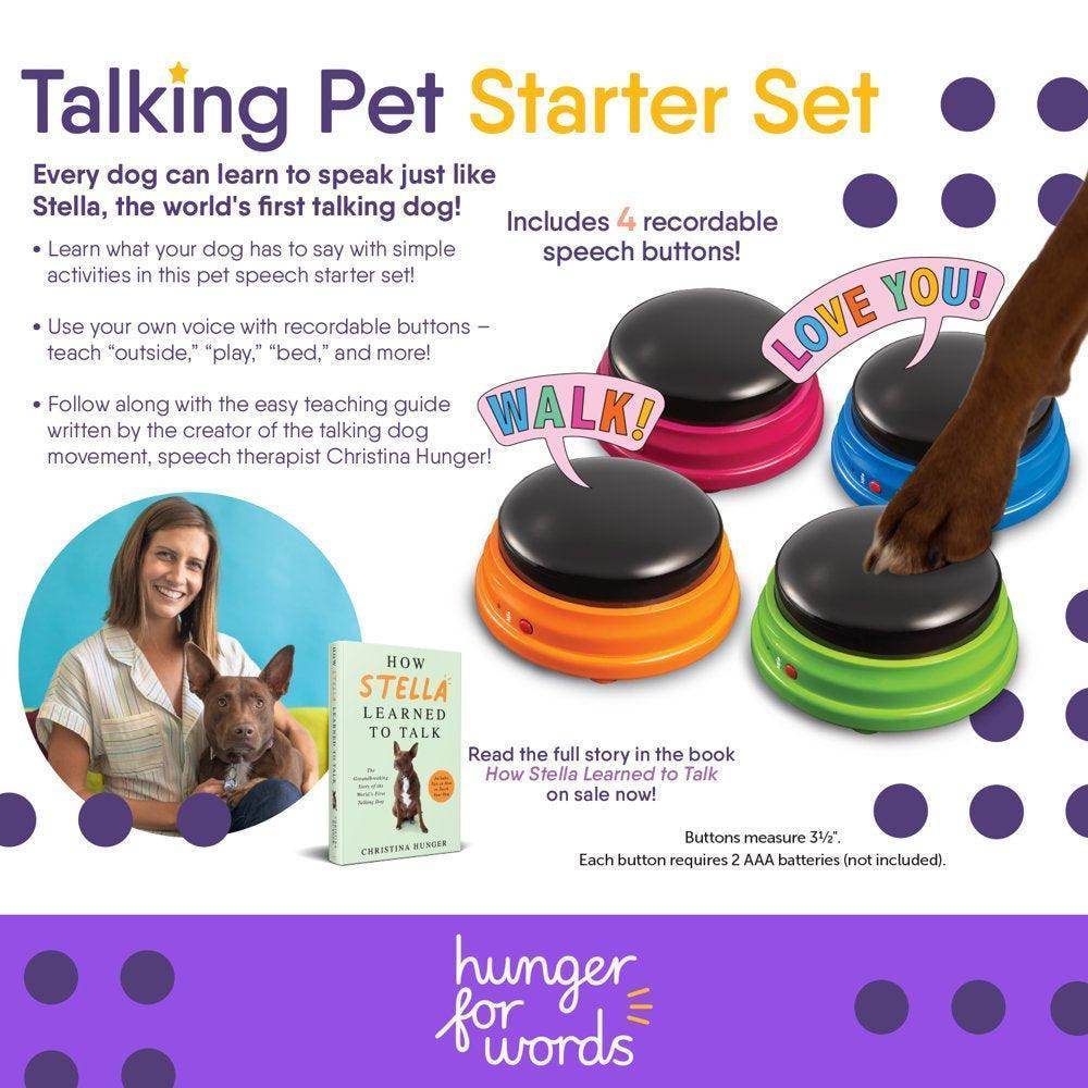 Talking Pet Starter Set - 4 Recordable Buttons for Dog Communication, Talking Dog Buttons - Simply Petastic