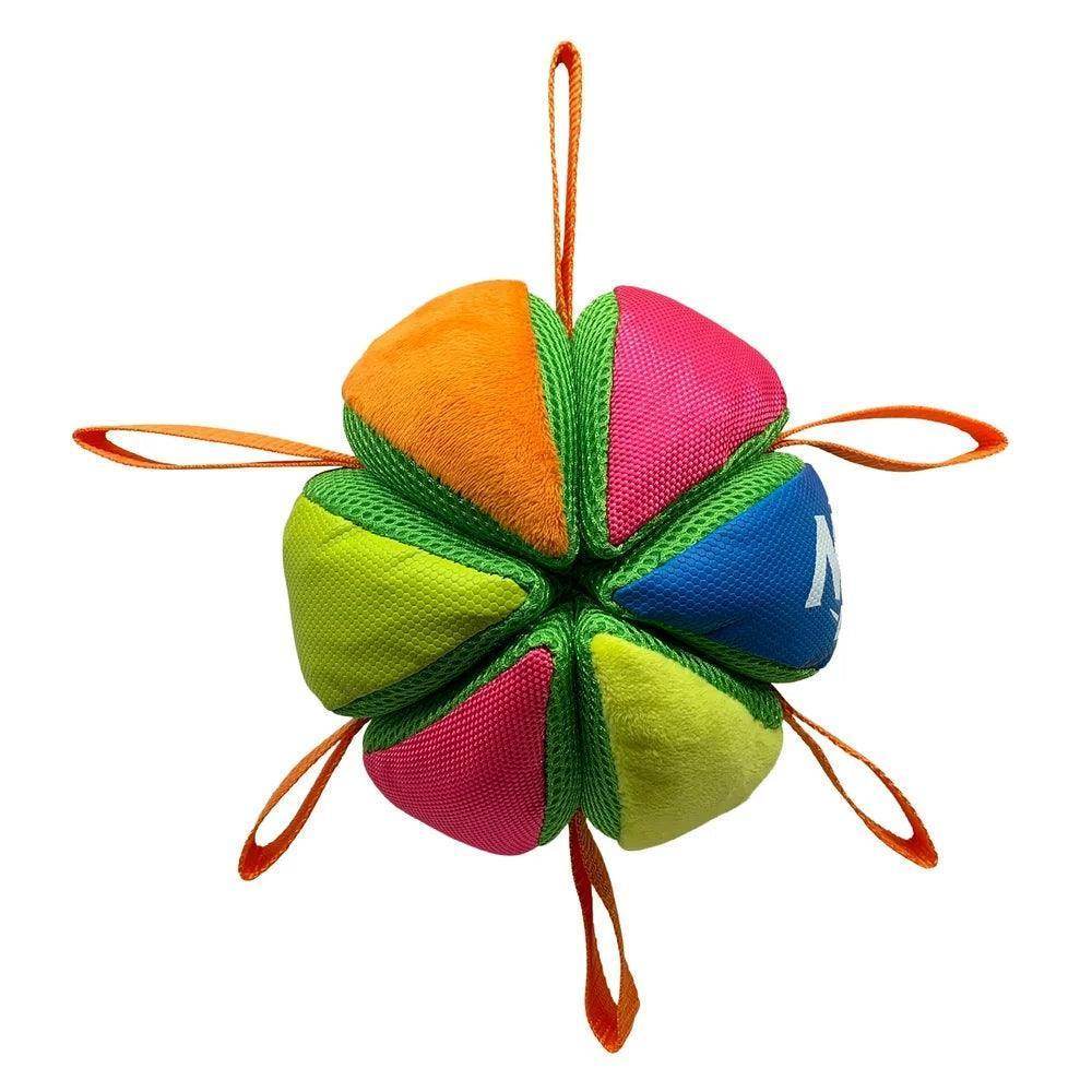 Squeak & Crunch Wedgeball with Straps Fetch Dog Toy - Simply Petastic