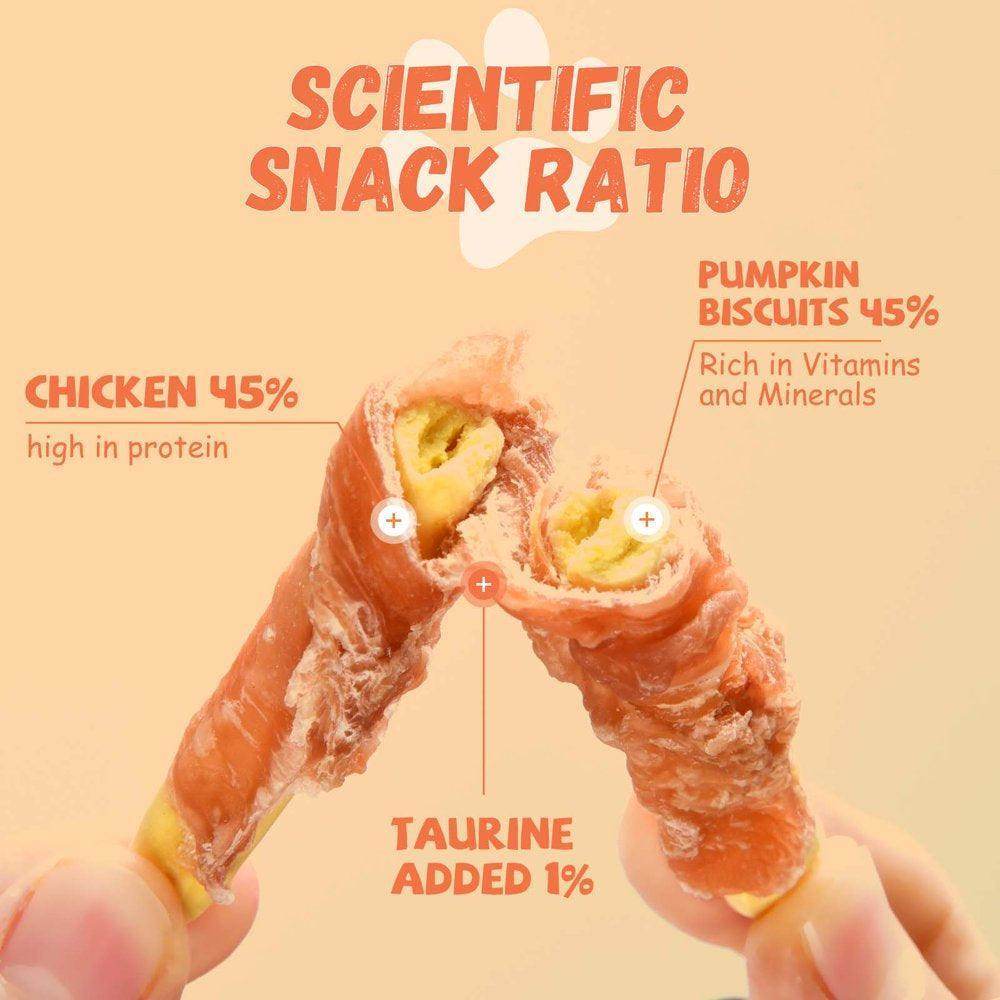 Promote Digestion Natural Dog Treats, Chicken Wrapped Pumpkin Biscuits for All Dogs, 10.5 Oz - Simply Petastic