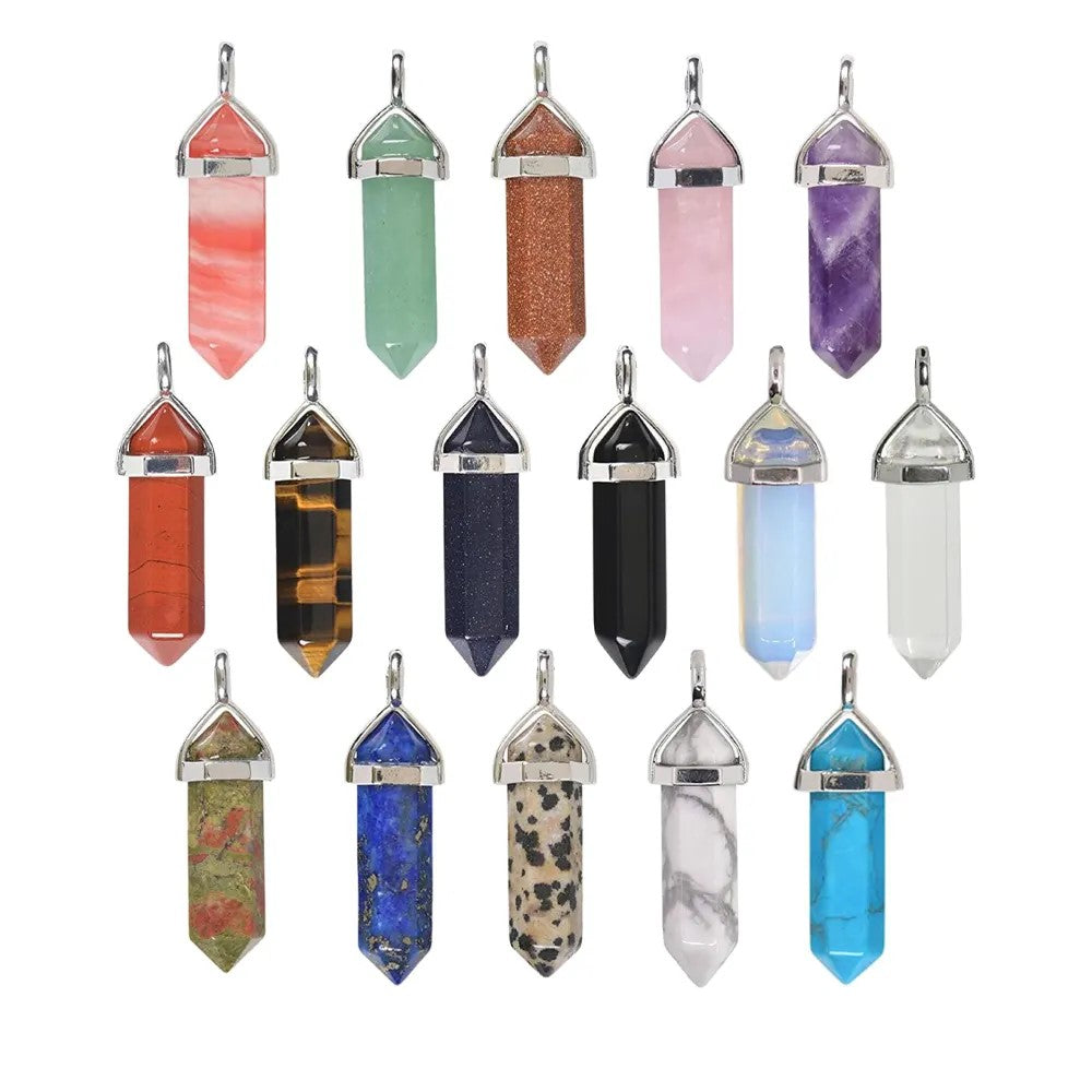 Crystal Point Chakra Healing Gemstone Pendant Necklace Stone