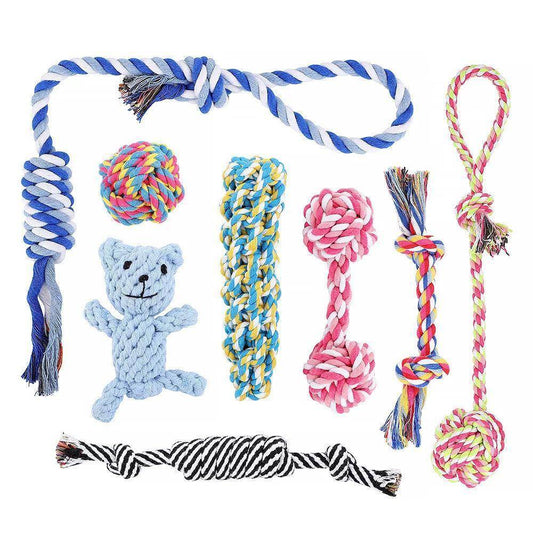 Dog Chew Toys for Aggressive Chewers, 8 Pack Interactive Washable Tough Teething Dog Rope Toys, for Puppies Small Medium Dogs - Simply Petastic