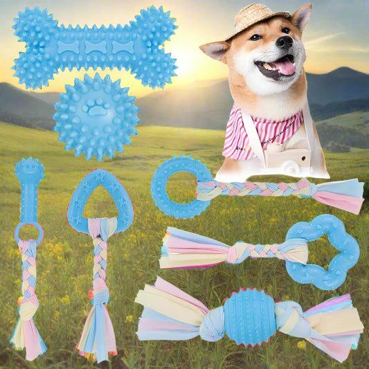 7 Pcs Puppy Chew Toys for Teething Cleaning, For Small Dogs - Simply Petastic
