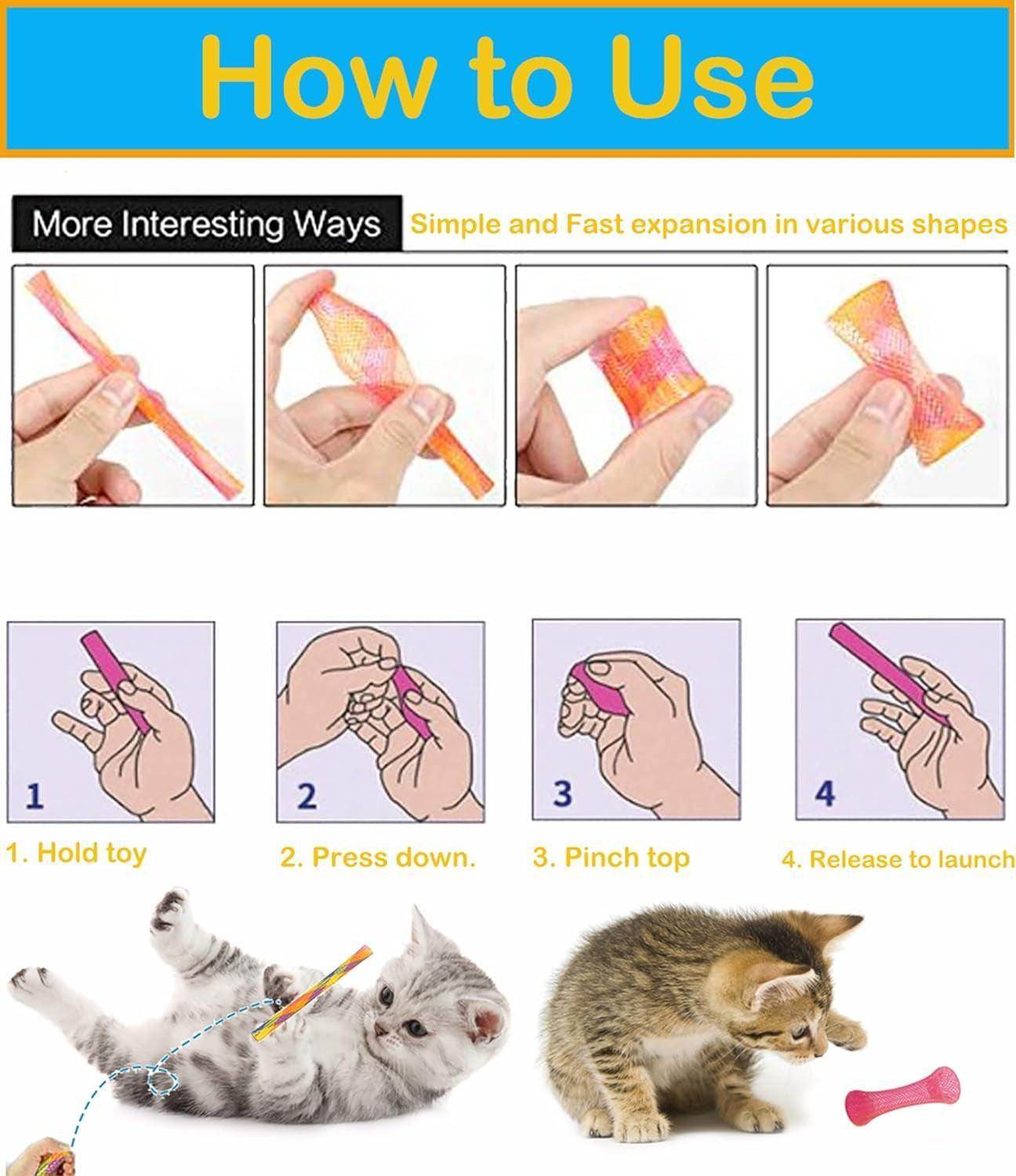 49PCS Cat Spring Toy for Kitten Catnip Bag Mesh Tubes Spring Cat Toy Bulk for Indoor Cats Kitty - Simply Petastic