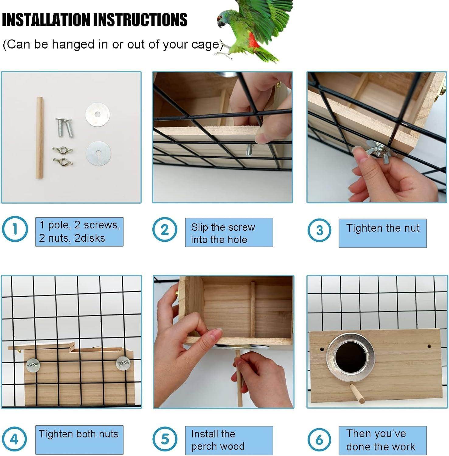 Parakeet Nesting Box, Bird Nest Breeding Box Cage Wood House for Finch Lovebirds Cockatiel Budgie Conure Parrot (M:9.8"×5.1"×5.3") - Simply Petastic