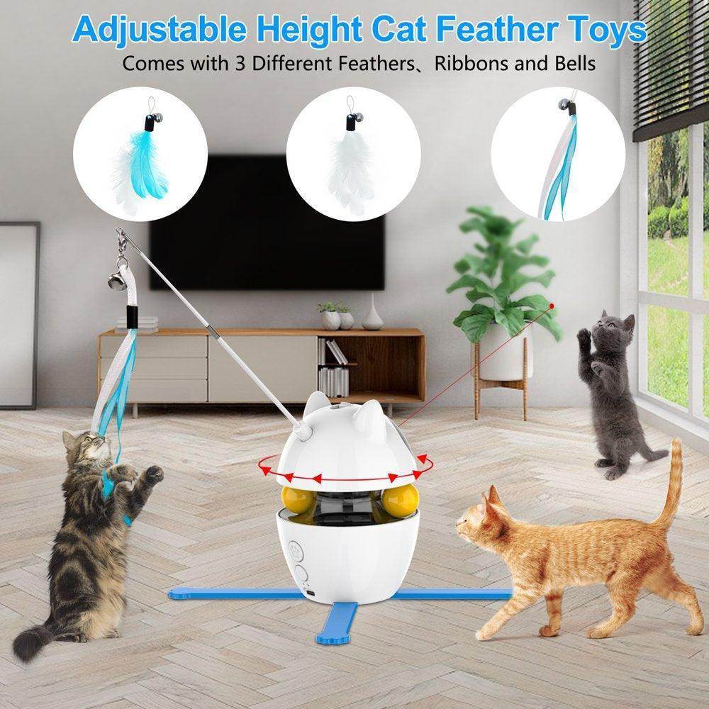 Automatic Cat Toy Interactive, 3 in 1 Cat Interactive Laser Feather Toy - Simply Petastic