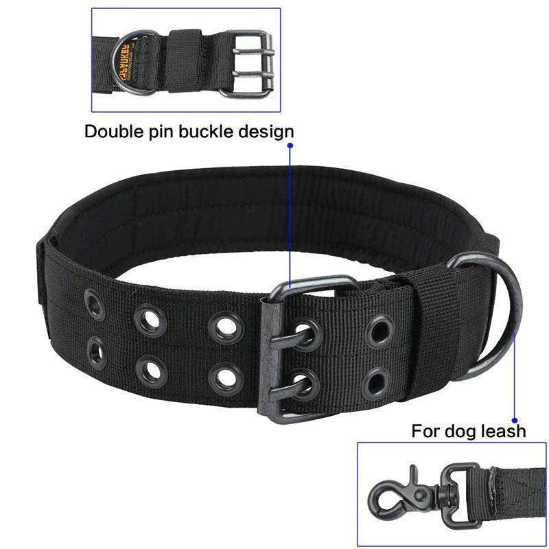 2" Wide Tactical Heavy Duty Nylon Large Dog Collar K9 Military with Metal Buckle - Simply Petastic