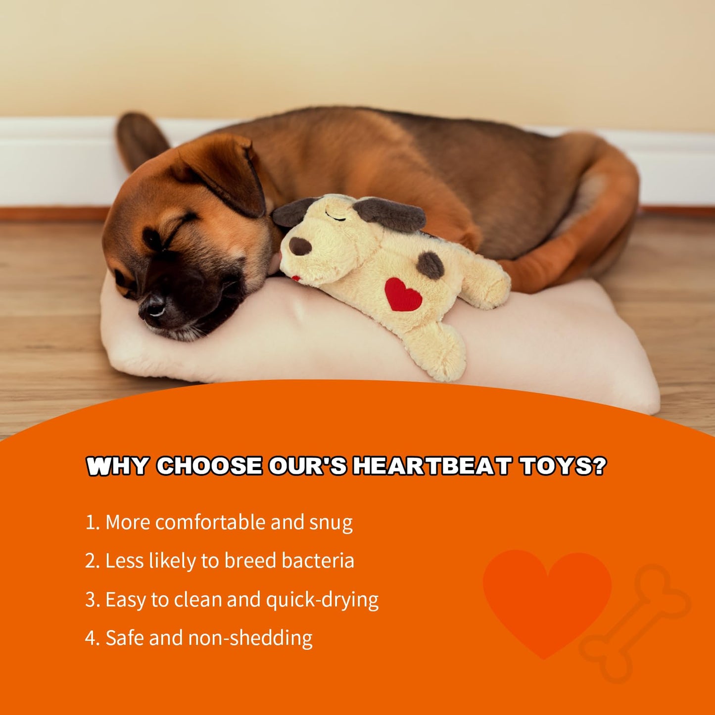 Heartbeat Plush Dog Anxiety Relief Toy, Tan