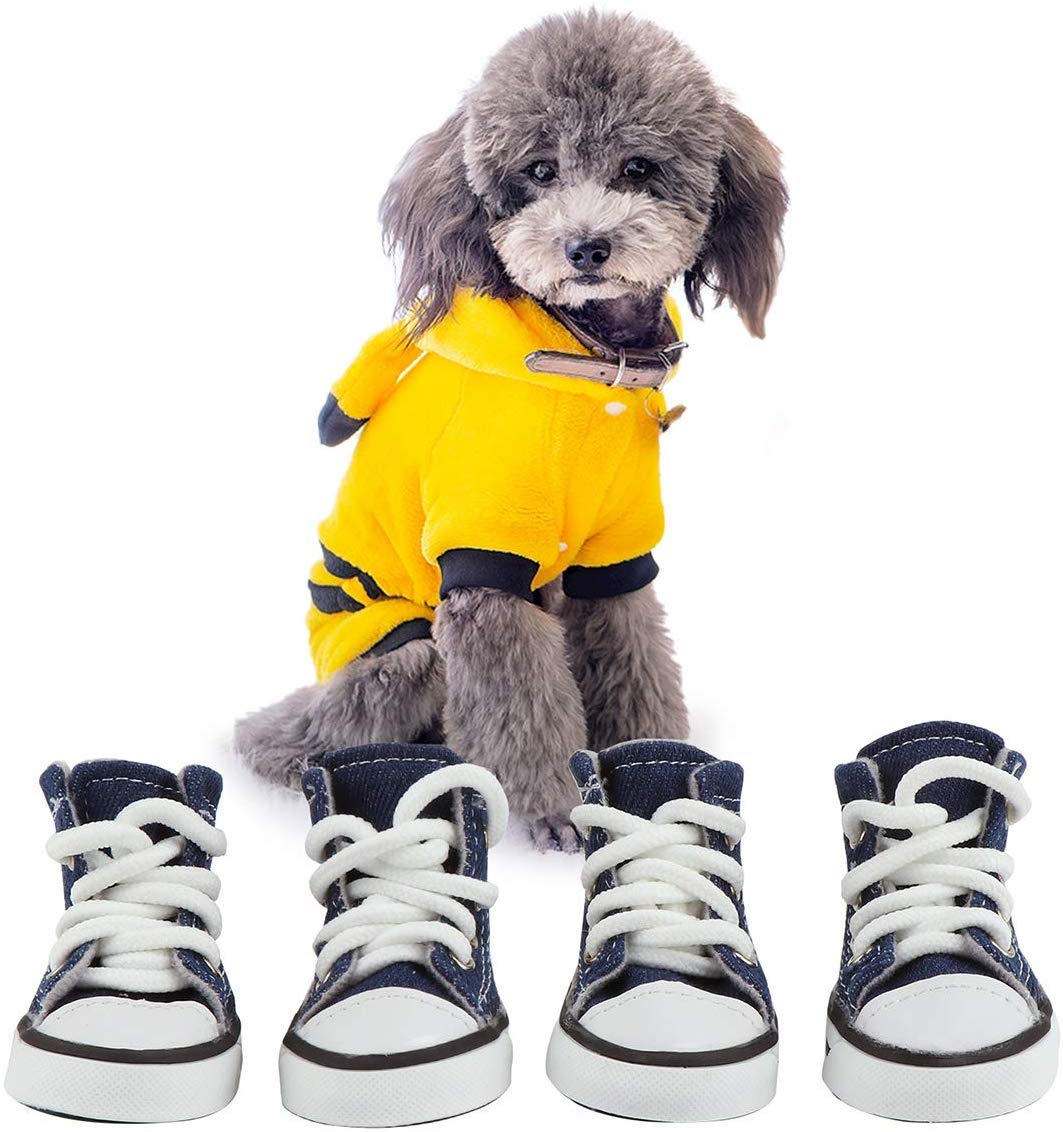 4 Pcs Pet Dog Puppy Canvas Sport Shoes, Sneaker Boots, Outdoor Nonslip Causal Shoes