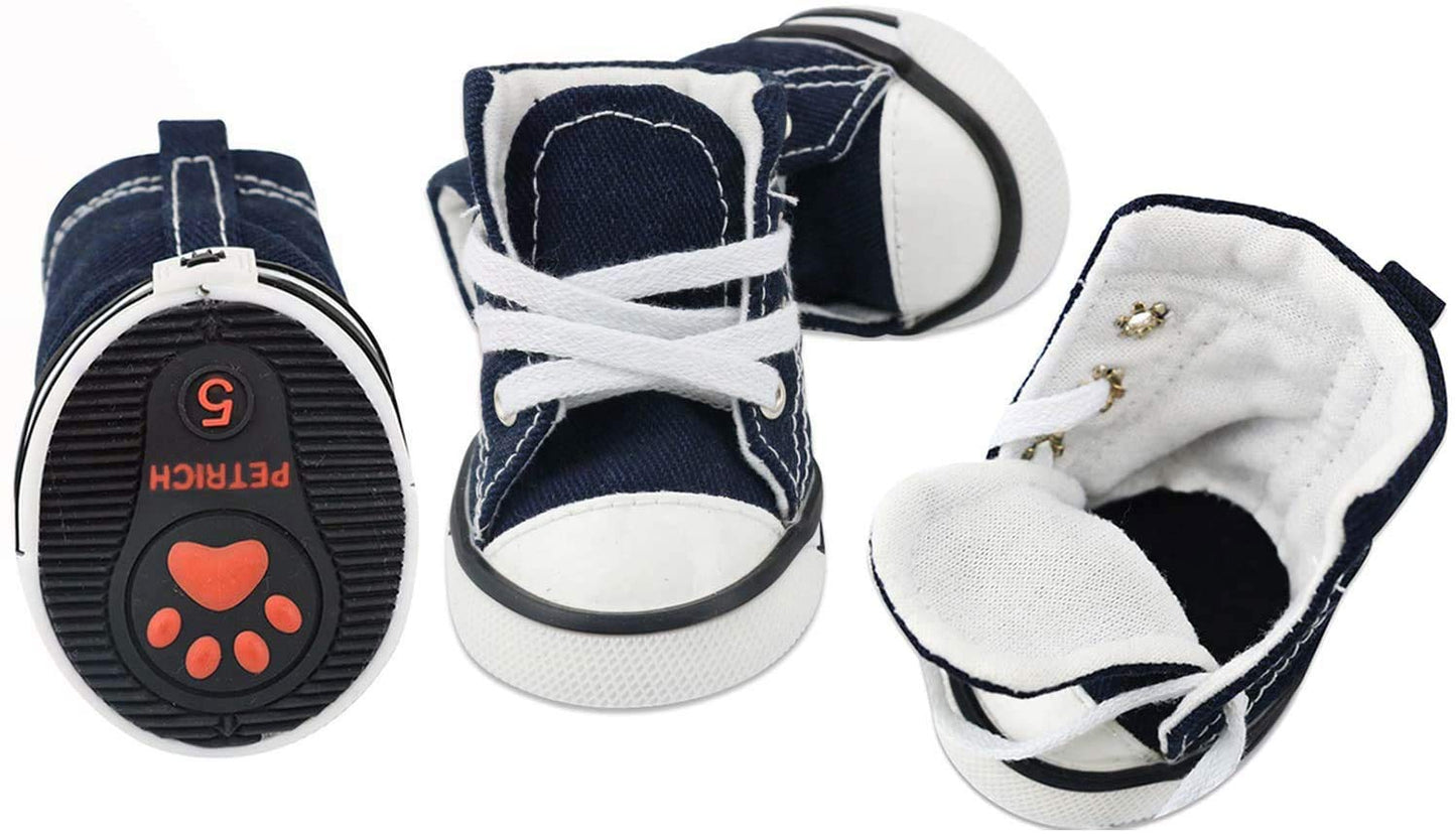 4 Pcs Pet Dog Puppy Canvas Sport Shoes, Sneaker Boots, Outdoor Nonslip Causal Shoes
