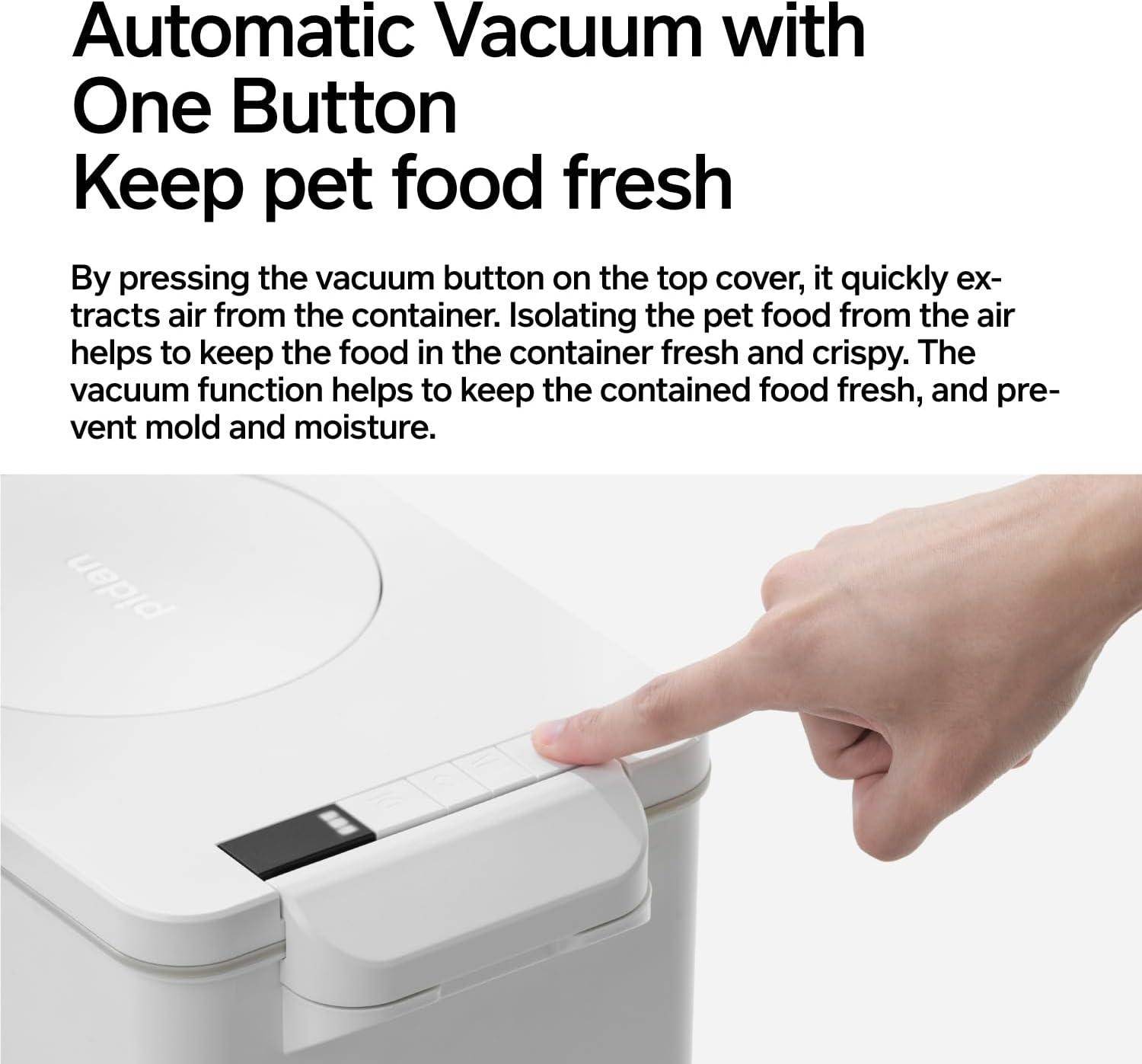 Vacuum Pet Food Storage with Scale, Airtight Dry Pet Food Bucket 17lb,Food Storage Container for Dogs Cats,Vacuum Sealed Storage Bin with Scoop,Rechargeable,15L - Simply Petastic