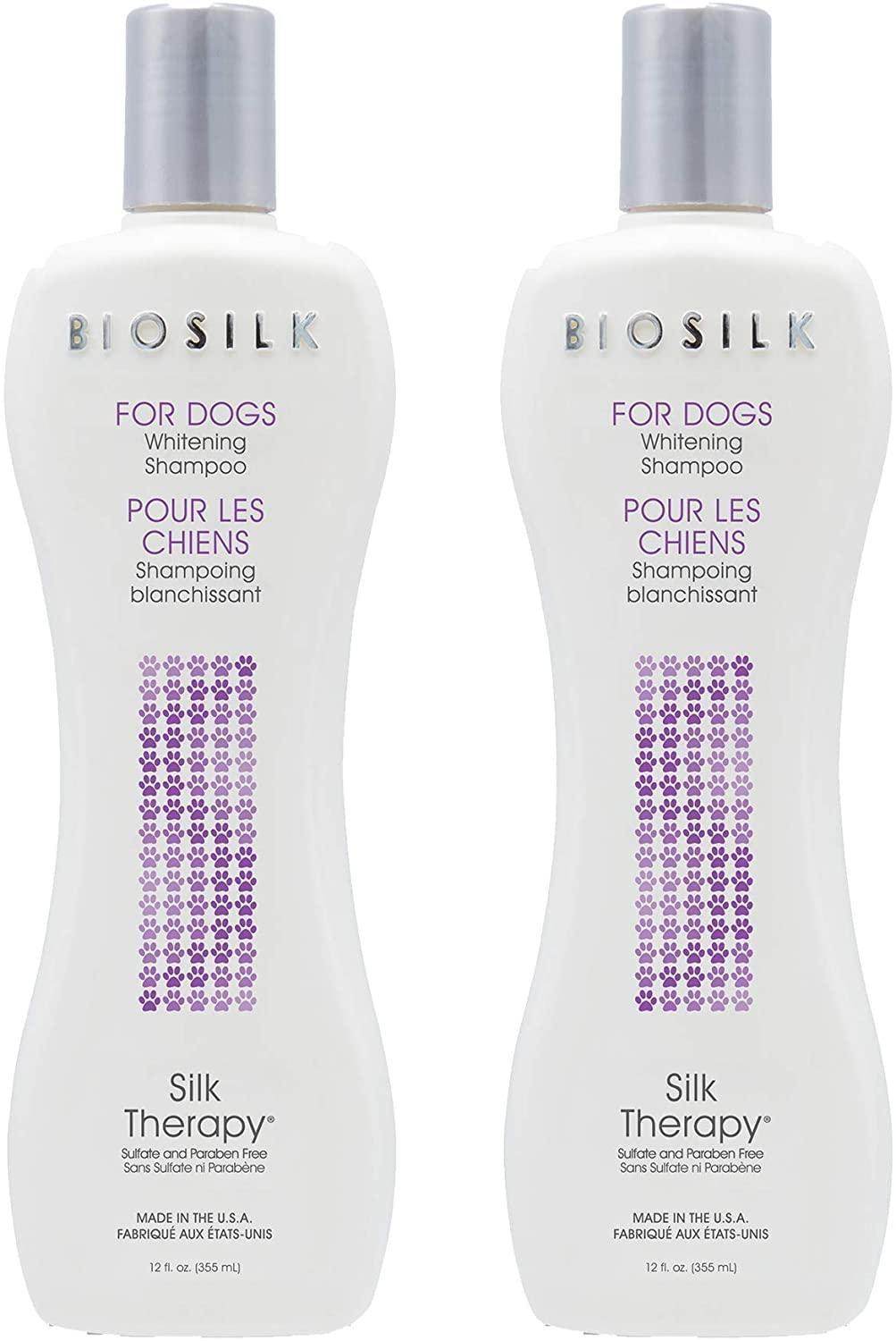 BioSilk Silk Therapy Whitening Dog Shampoo for Dogs - Pet Safe Grooming and Brightening Shampoo for a Bright White Coat - Dog Wash Enhances Shine and Softness, 12 Fl Oz - Simply Petastic