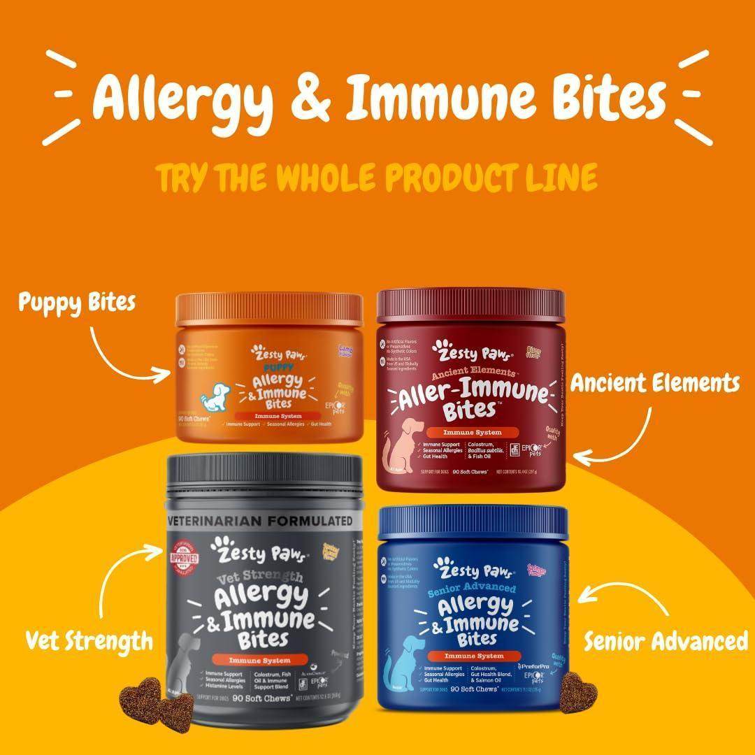 Zesty Paws Dog Allergy Relief - Anti Itch Supplement - Omega 3 Probiotics for Dogs - Digestive Health - Soft Chews for Skin & Seasonal Allergies - with Epicor Pets - Lamb - 90 Count - Simply Petastic