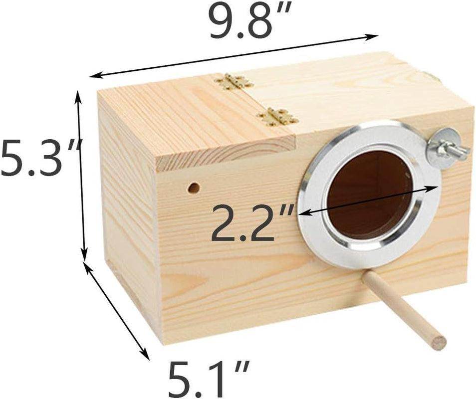 Parakeet Nesting Box, Bird Nest Breeding Box Cage Wood House for Finch Lovebirds Cockatiel Budgie Conure Parrot (M:9.8"×5.1"×5.3") - Simply Petastic
