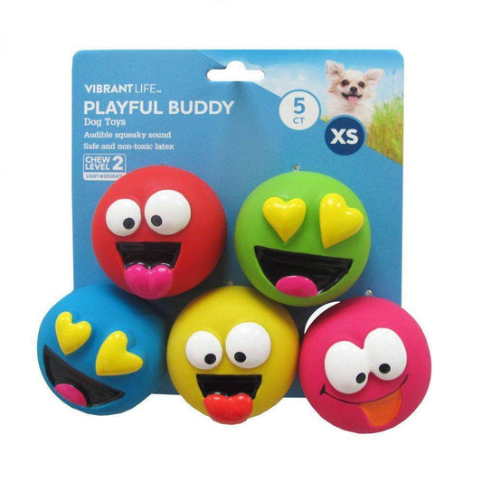 Playful Buddy Dog Toys, Emoticon, Extra Small, 5 Count - Simply Petastic