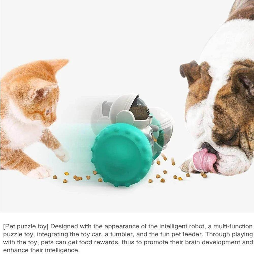 Dog Treat Ball IQ Training Treat Dispensing Dog Toys Interactive Food Puzzles Ball for Dogs Cats Pet Slow Feeder Ball Robot Green - Simply Petastic