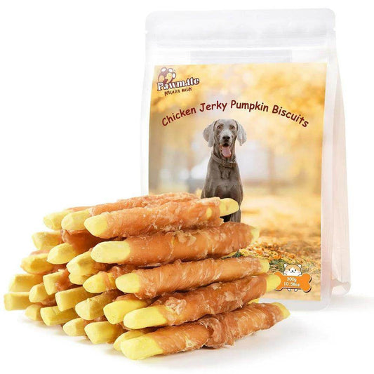 Promote Digestion Natural Dog Treats, Chicken Wrapped Pumpkin Biscuits for All Dogs, 10.5 Oz - Simply Petastic